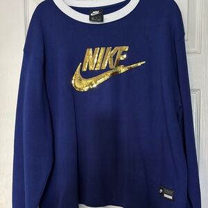 Nike Royal Blue Sweatshirt with Gold Logo